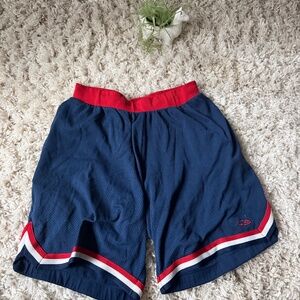 Men's Navy Athletic champion Shorts with Red and White Accents your workout gear